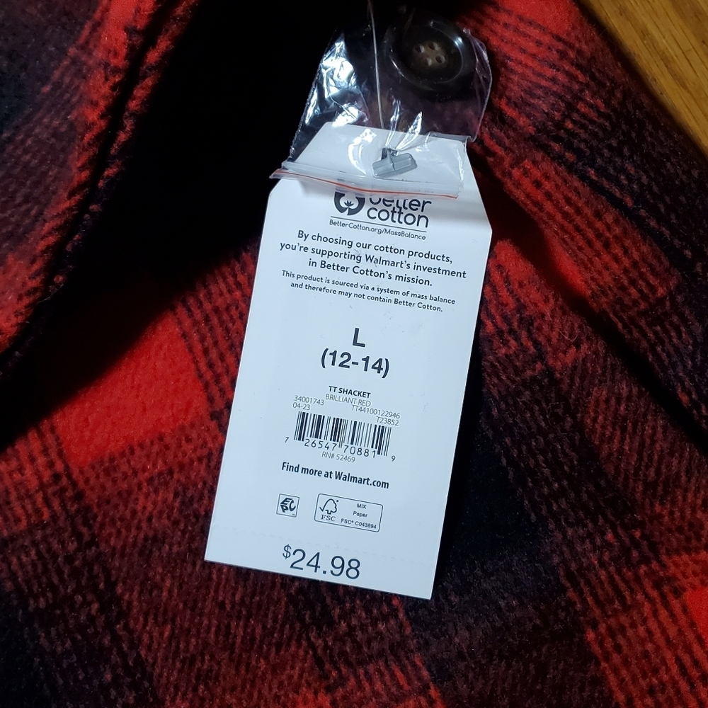Time and Tru Red and Black Plaid Shacket - Picture 5 of 11
